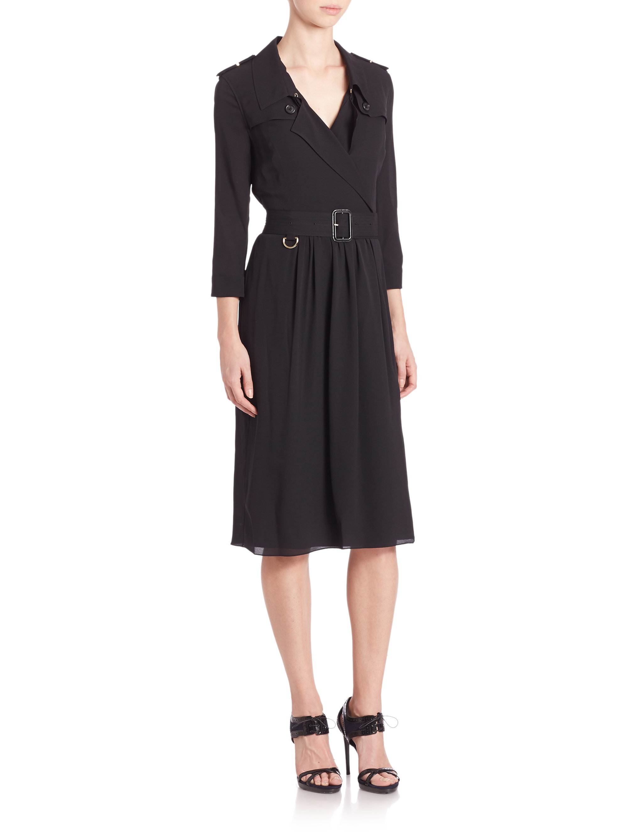Lyst Burberry Trench Wrap Dress in Black
