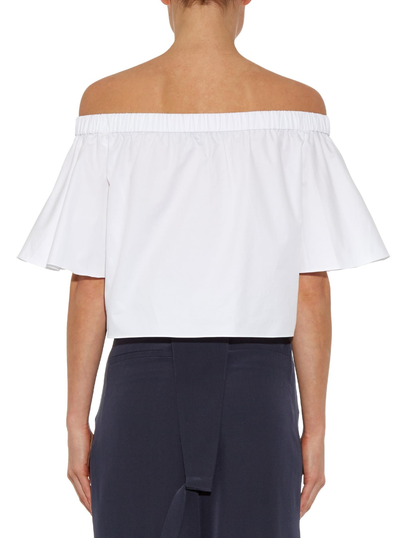 Tibi OffTheShoulder Cotton Top in White Lyst