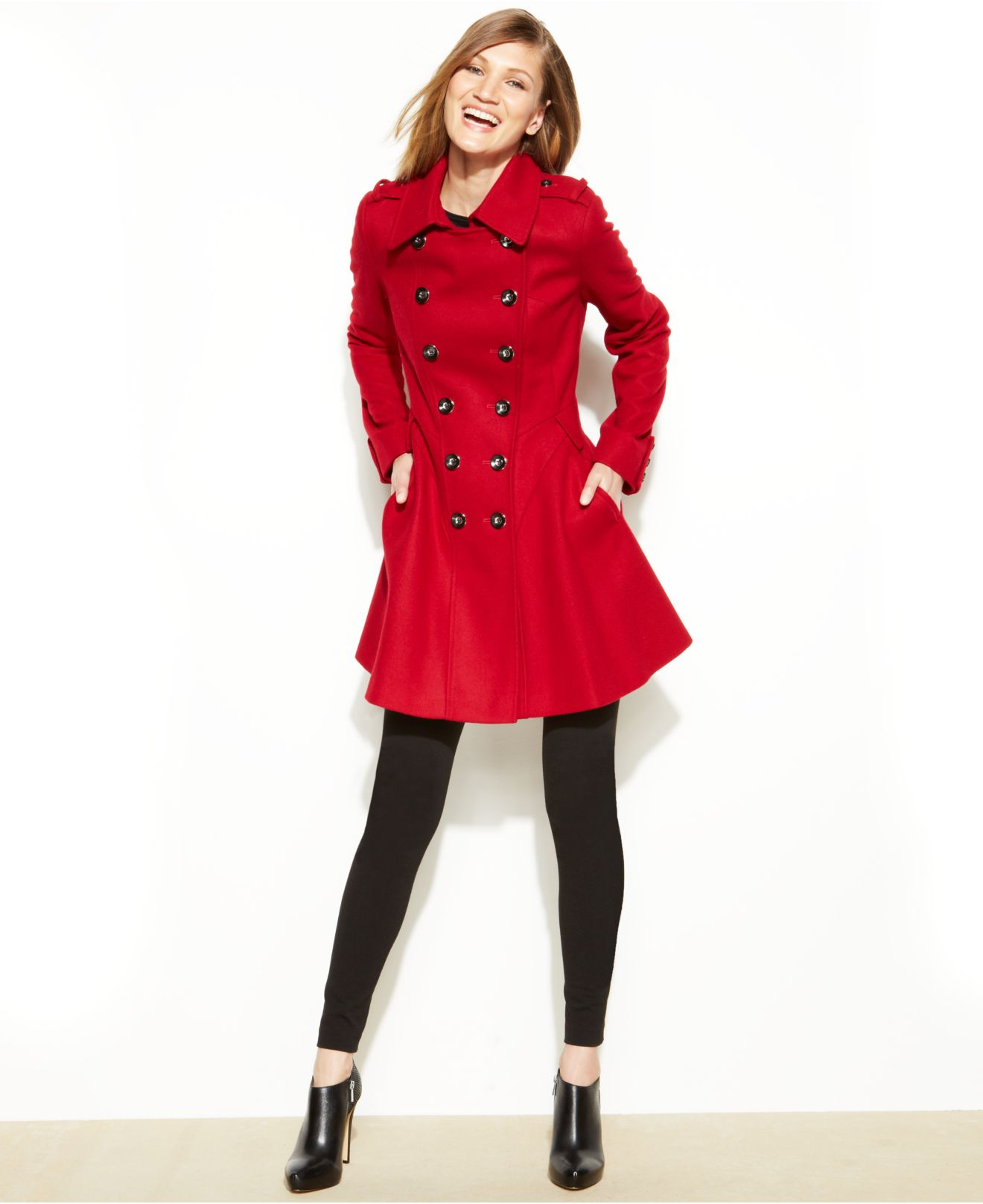 Via Spiga Maria Stand Collar Coat With Leather Tabs In Black Lyst Via Spiga Scarpa Single Ted Hooded Trench Regular Pee Nordstrom