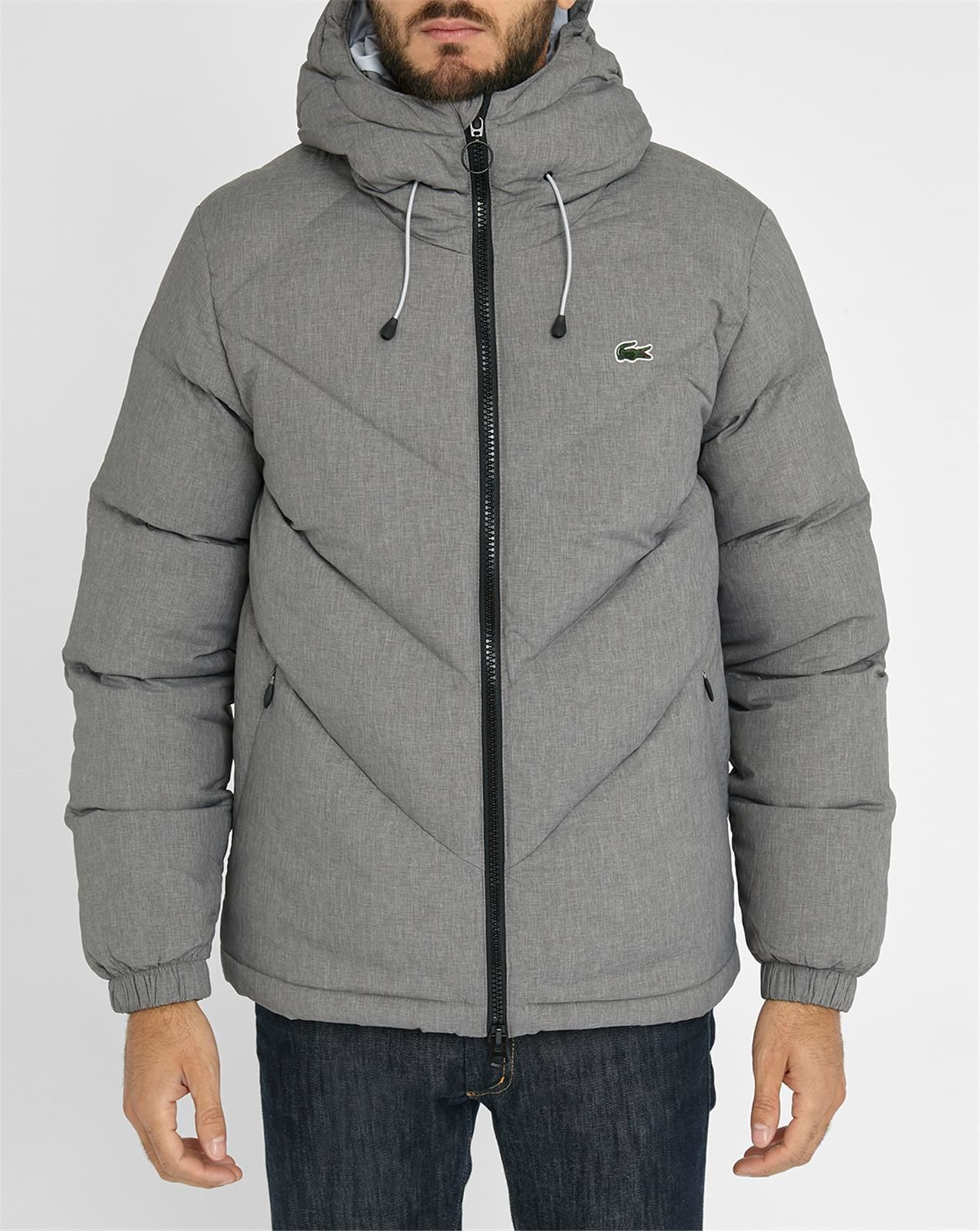 Lacoste l!ive Grey Hooded Down Jacket in Gray for Men | Lyst