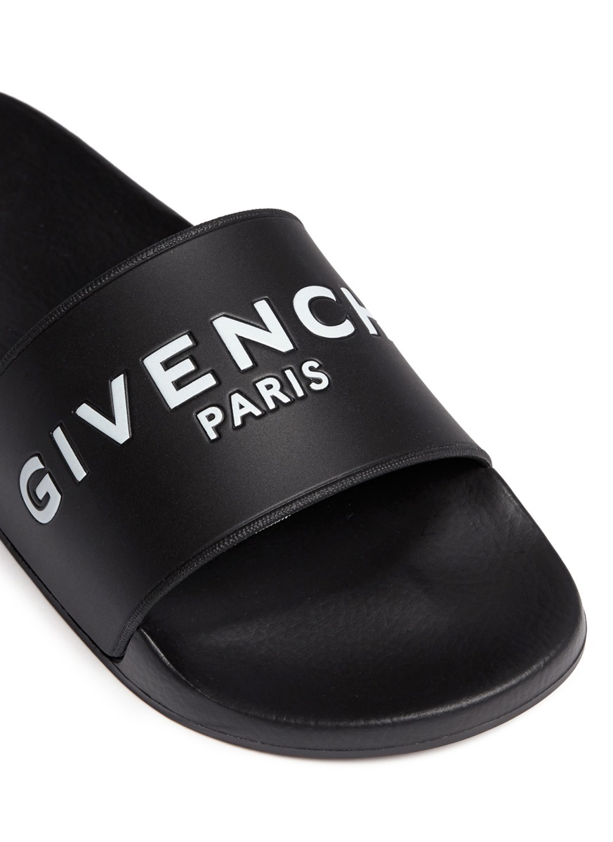 Lyst - Givenchy Logo Rubber Slides in Black