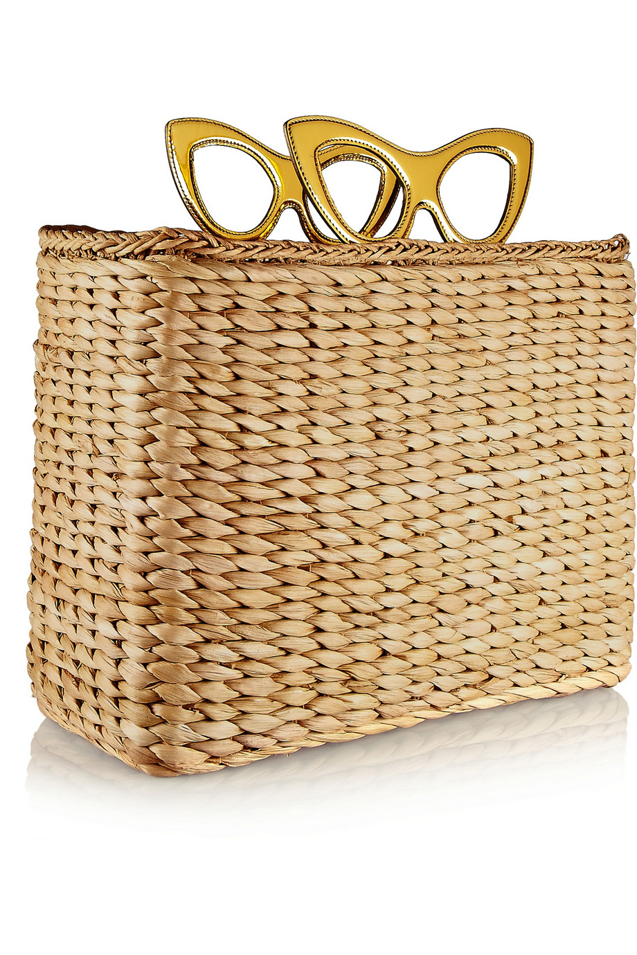 Charlotte Olympia Sunny Basket Leathertrimmed Raffia Tote in Gold | Lyst
