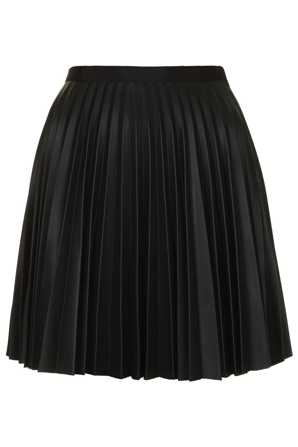 Topshop Petite Pu Pleated Mini Skirt in Black | Lyst