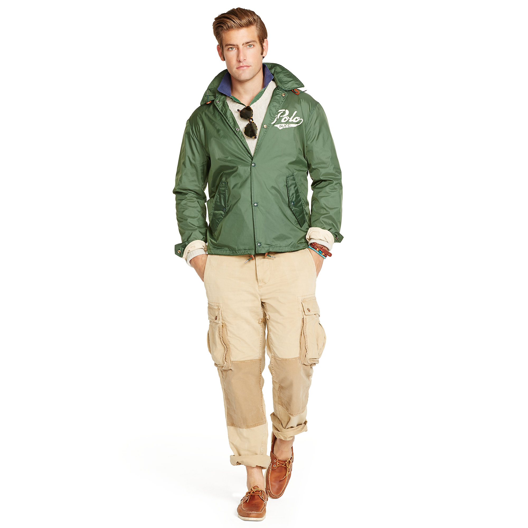 Ralph lauren Hooded Fleece-Lined Jacket in Green for Men | Lyst