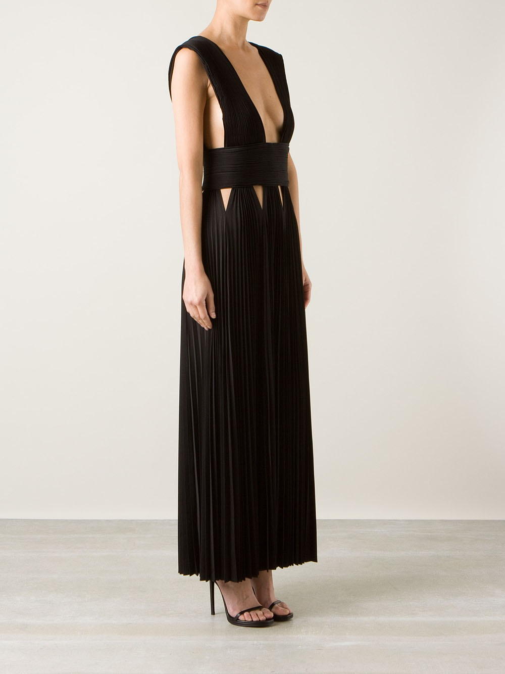 Lyst - Givenchy Pleated Maxi Dress in Black