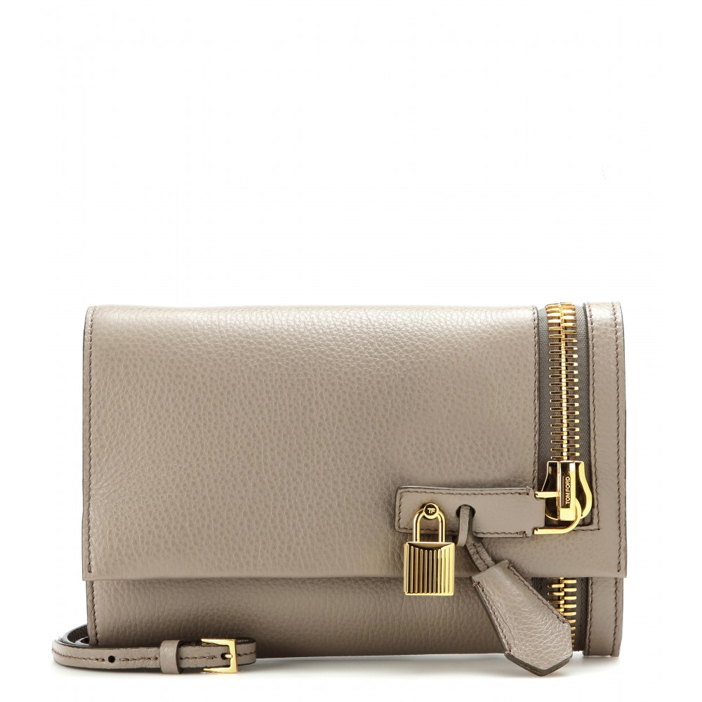 Tom Ford Alix Embellished Leather Clutch in Natural - Lyst