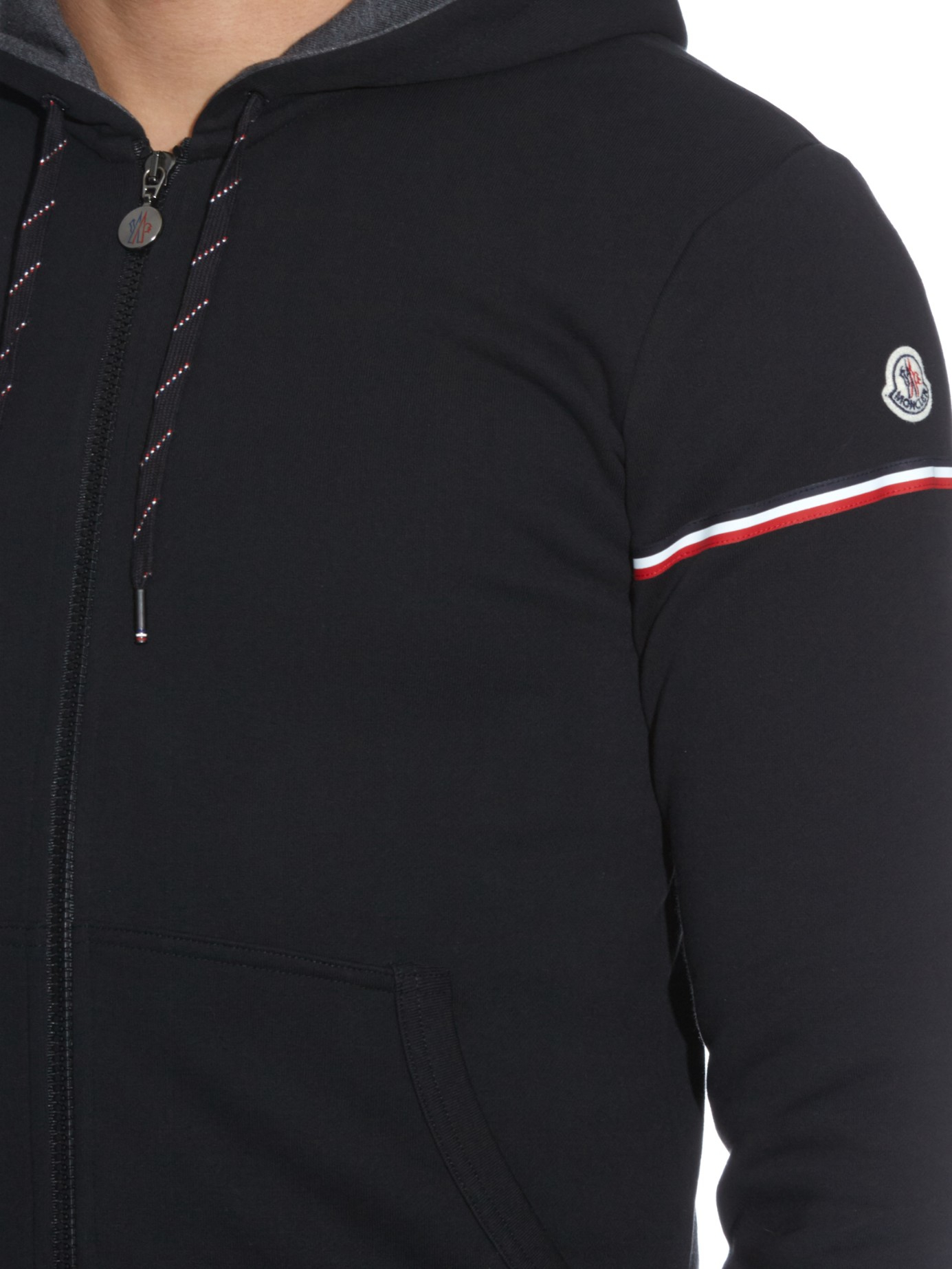 Moncler Logostripe Cotton Hooded Sweatshirt in Black for Men Lyst