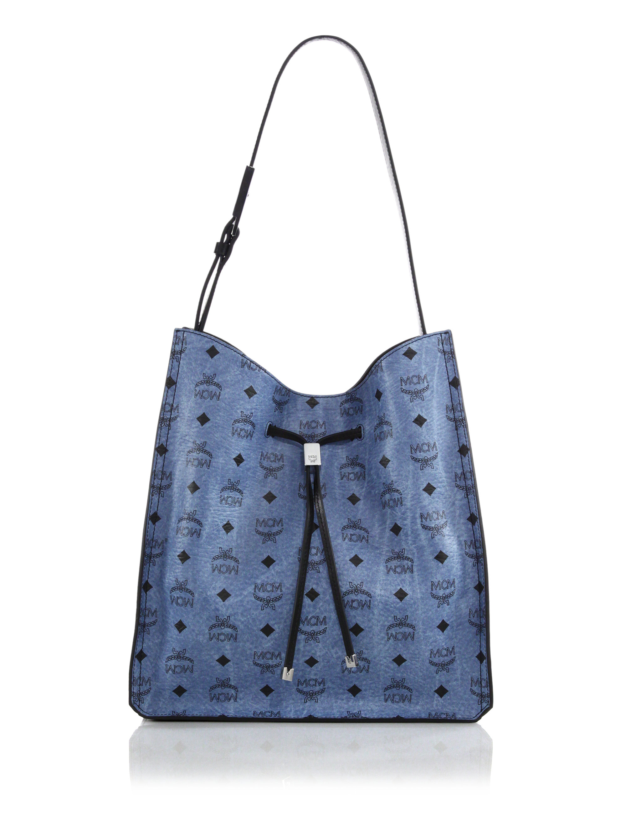 Mcm Visetos Medium Coated Canvas & Leather Hobo Bag in Blue | Lyst