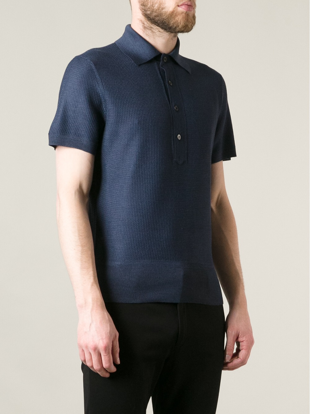 Tom ford Textured Polo Shirt in Blue for Men | Lyst