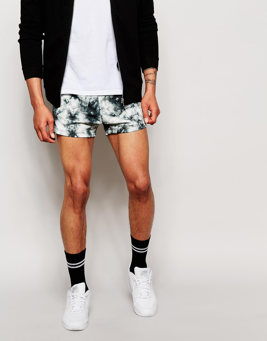 Lyst Asos Jersey Shorts In Extreme Short Length With Print In Gray For Men 2717