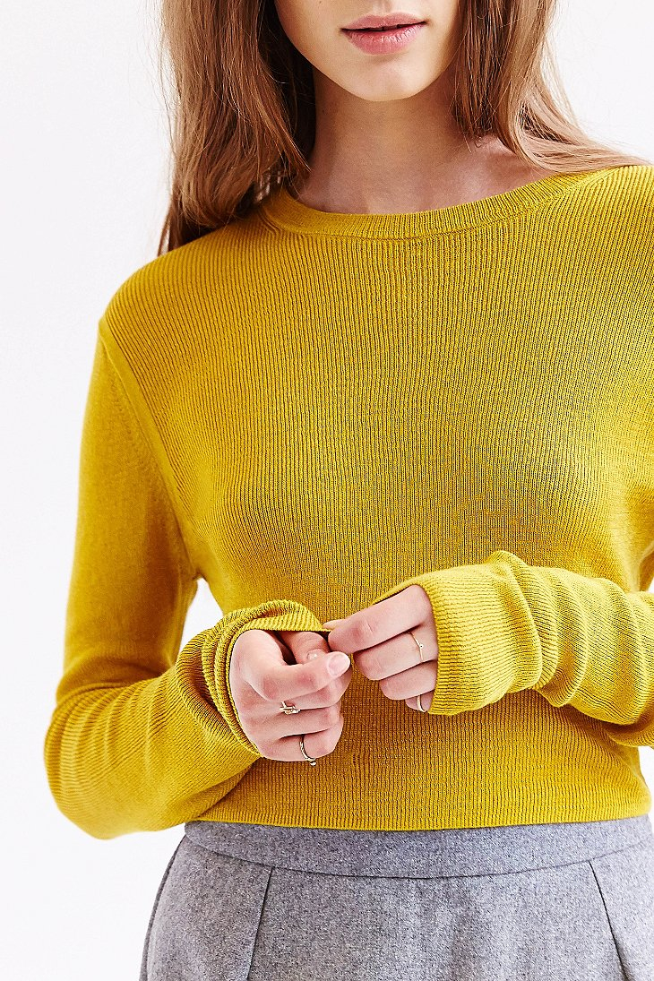 Kimchi blue Fitted Cropped Sweater in Yellow | Lyst
