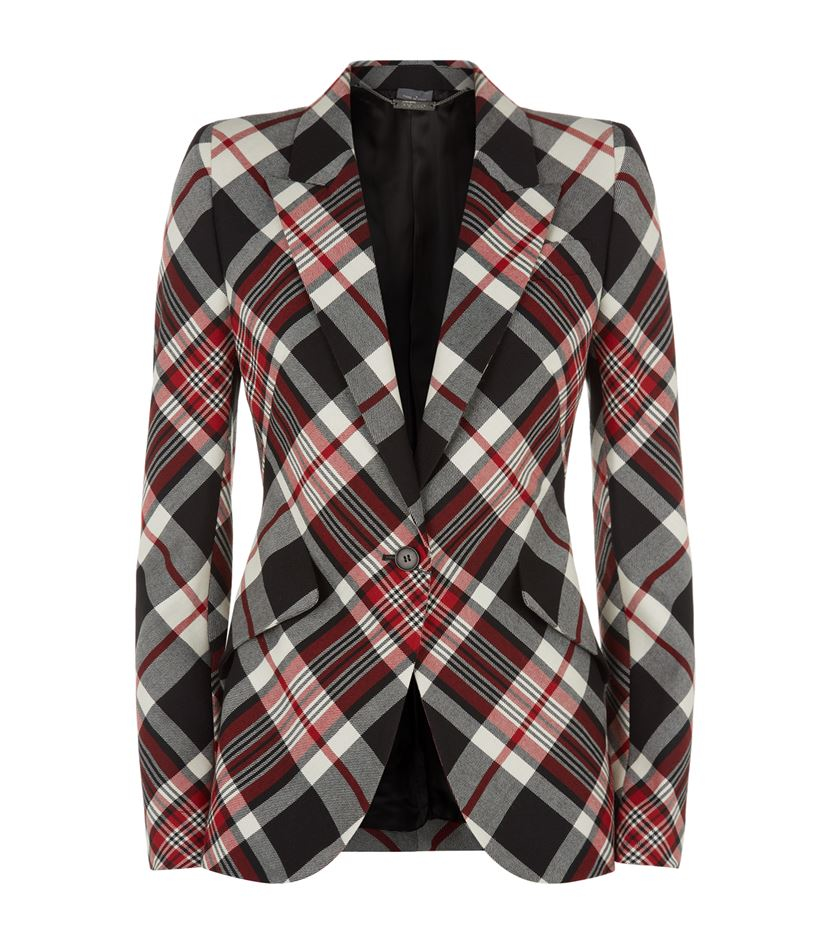 Alexander Mcqueen Plaid Check Peplum Jacket in Multicolor | Lyst