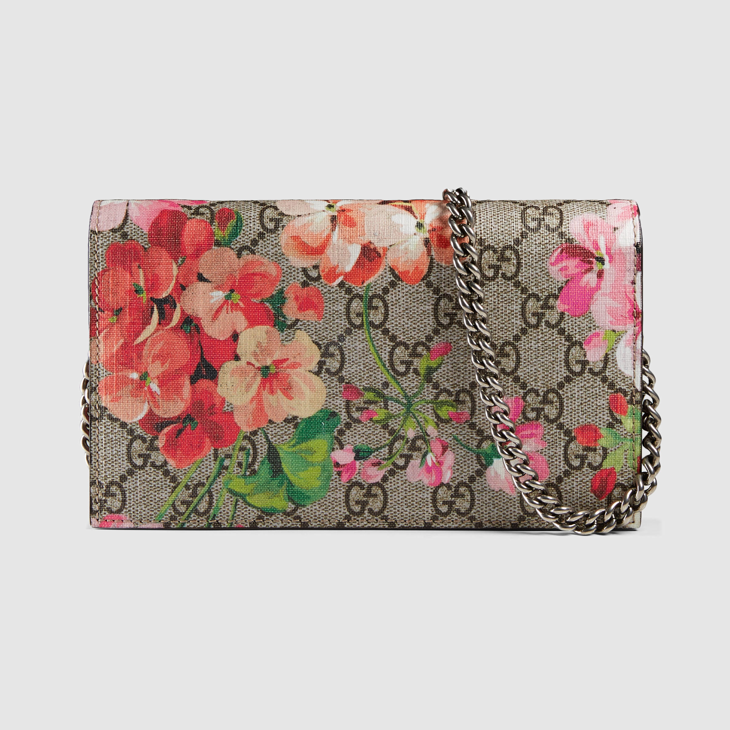 Gucci Gg Blooms Supreme Chain Wallet in Pink - Lyst