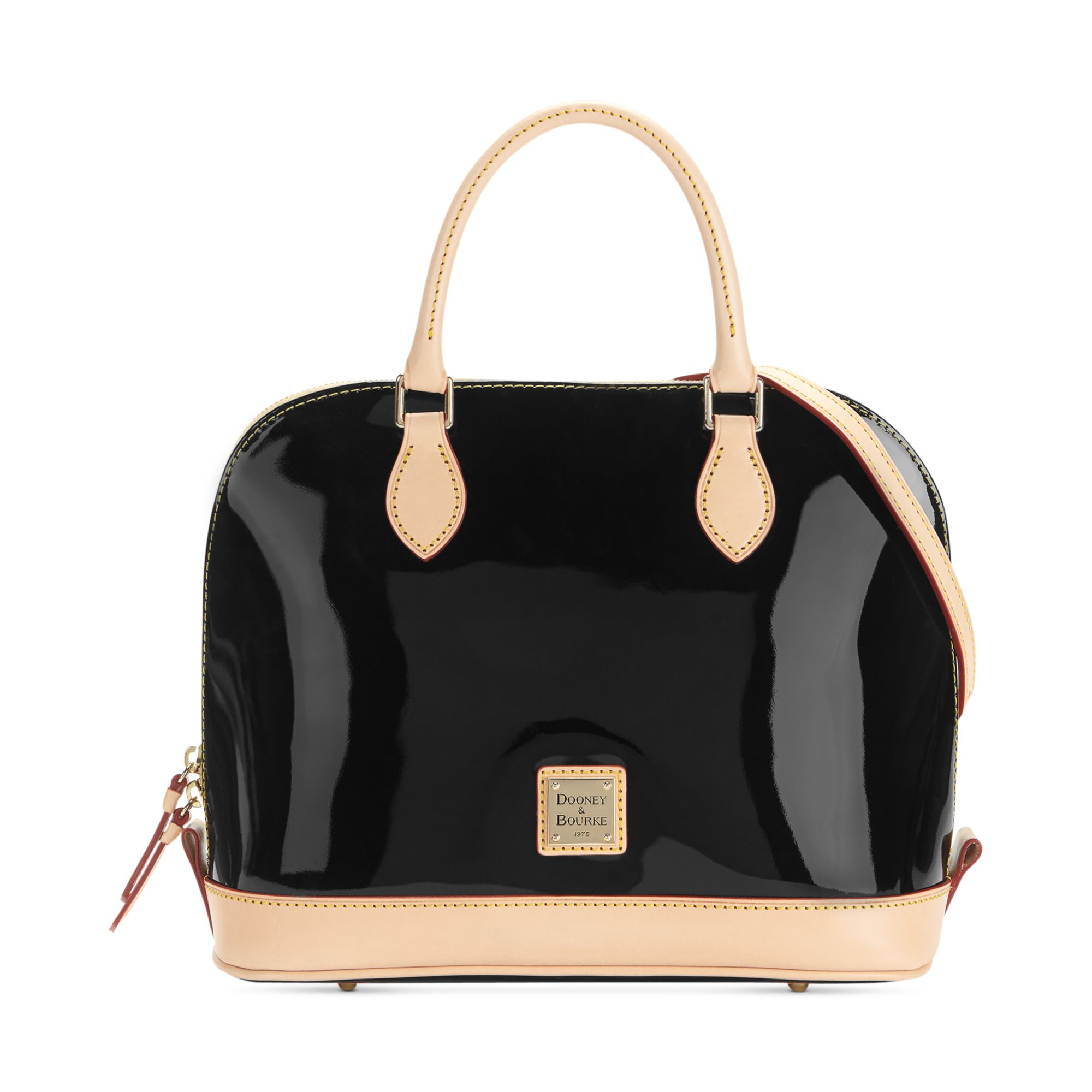 Lyst Dooney Bourke Patent Leather Zip Satchel In Black Gallery