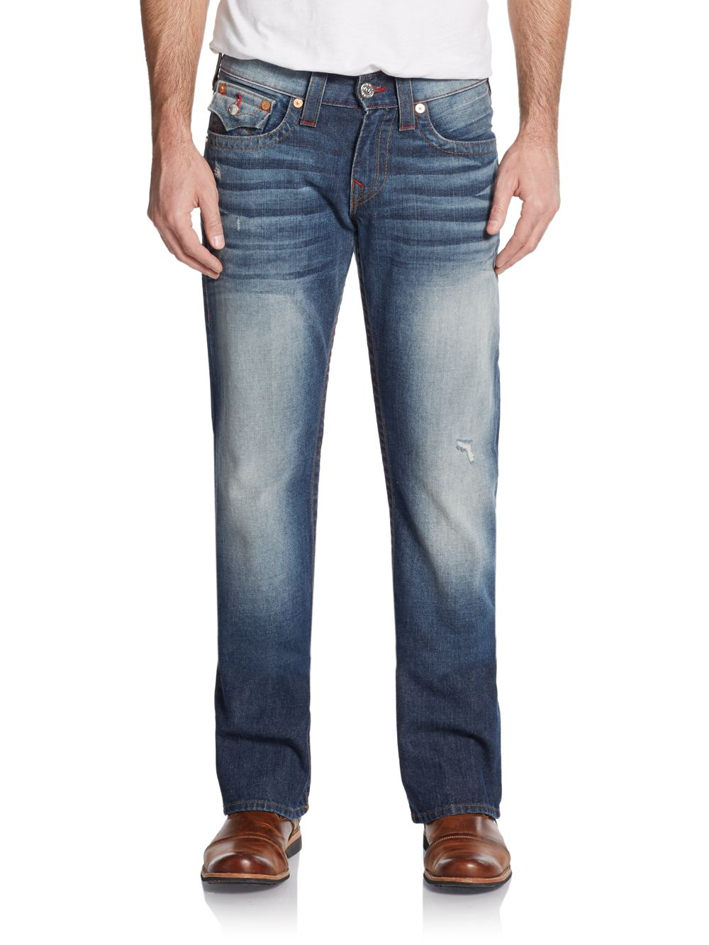 True religion Button-Flap Pocket Bootcut Jeans in Blue for Men | Lyst