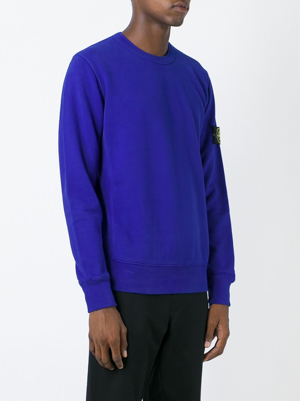 Lyst - Stone Island Crew Neck Sweatshirt in Blue for Men