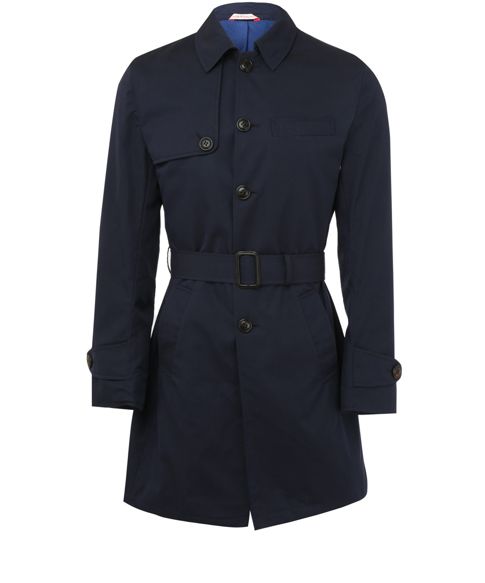 Oliver Spencer Navy Bloomsbury Single Breasted Mac Coat in Blue for Men ...