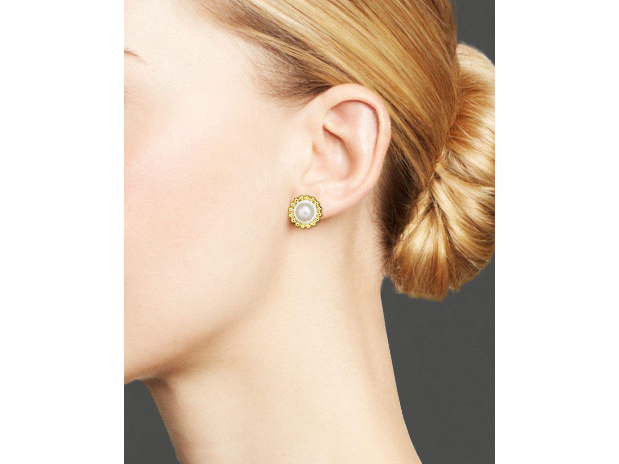 Lyst Lagos Sterling Silver And 18k Gold Stud Earrings With Gallery