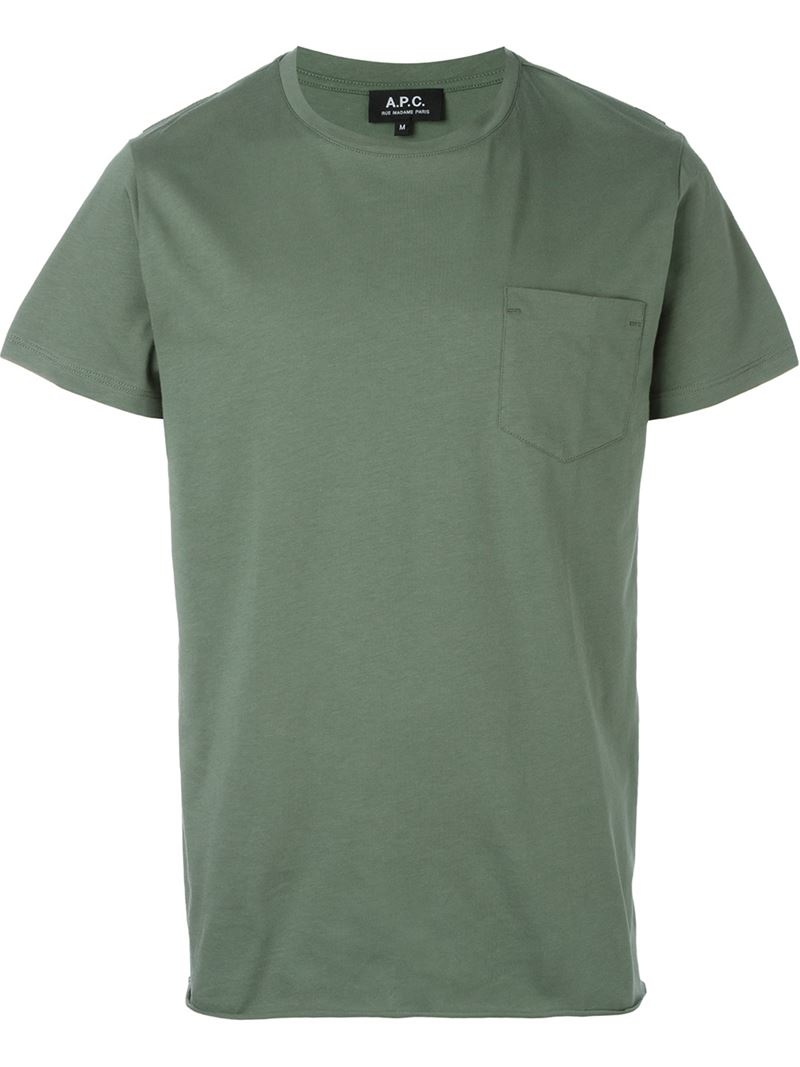 Lyst - A.P.C. Front Pocket T-shirt in Green for Men