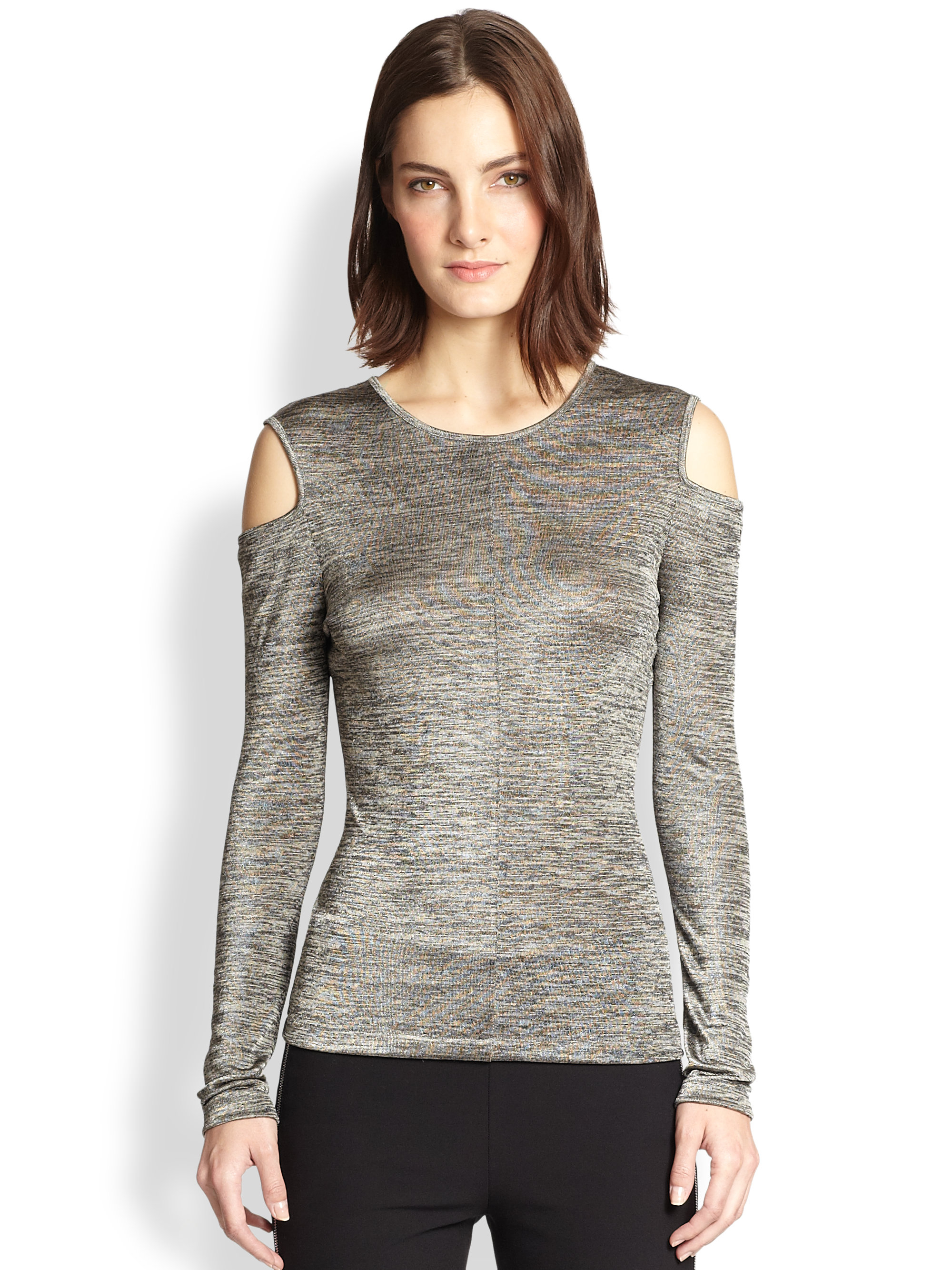 Lyst - Rag & Bone Michelle Cutout-Shoulder Metallic Knit Top in Metallic