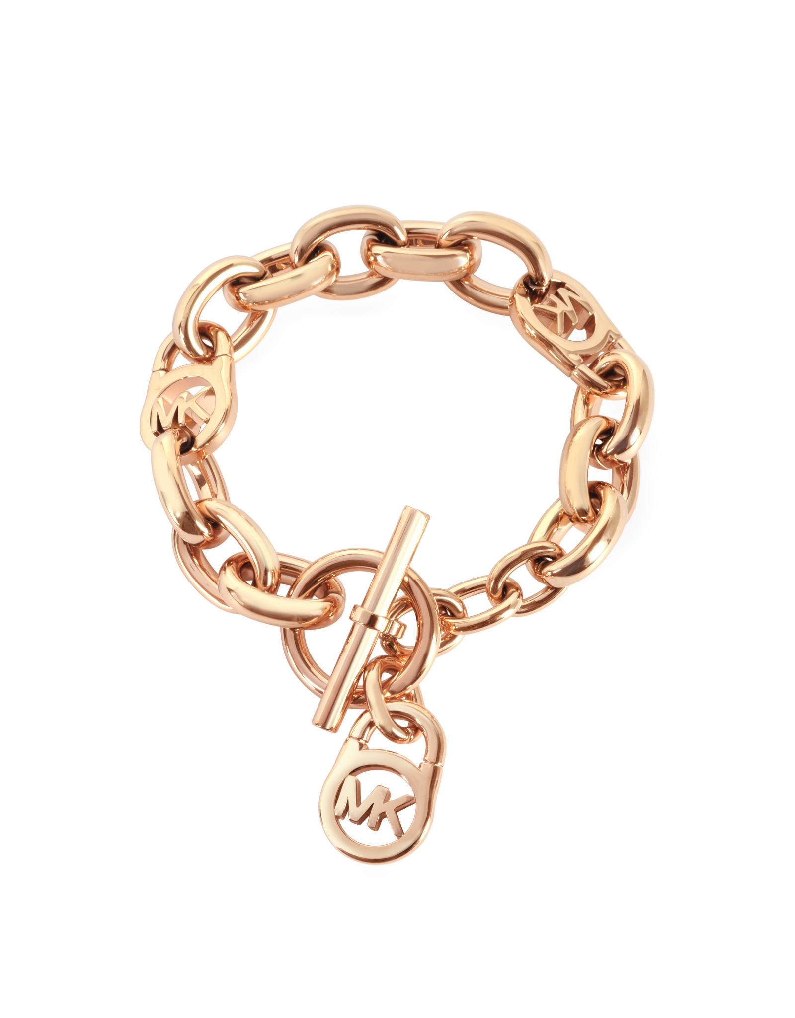 Lyst Michael Kors Heritage Rose Gold Tone Logo Lock Charm Women S Gallery Women S Michael Kors Charm Gold Bangles