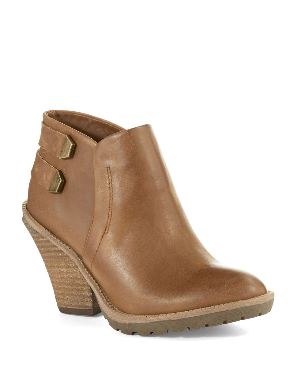 Kenneth cole reaction Kitty Stacked Heel Ankle Boots in Brown (TAN) | Lyst