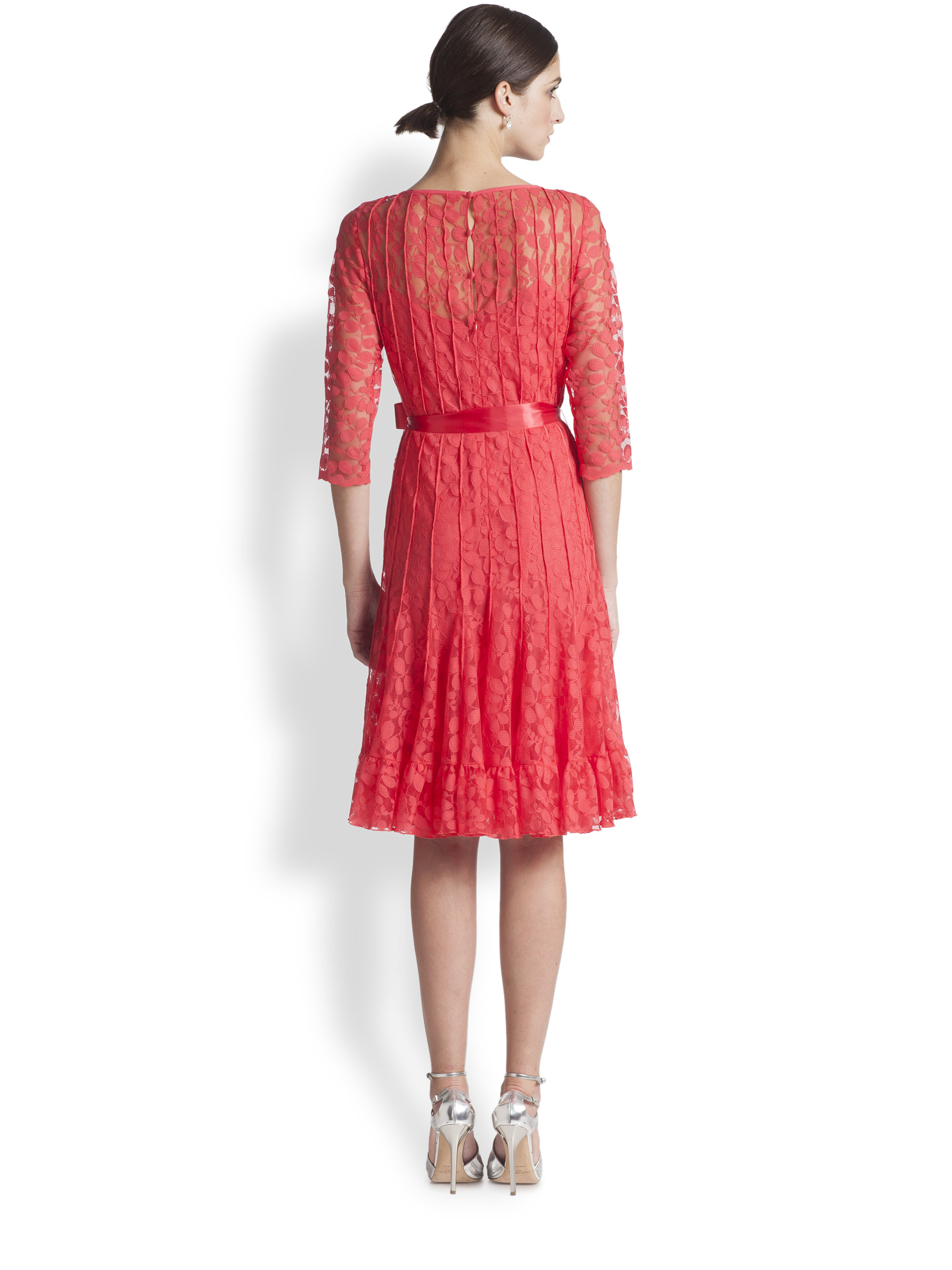 teri jon lace pintuck gown