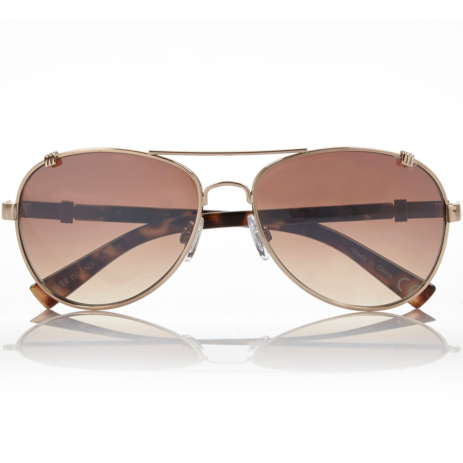 River island Brown Tortoise Shell Aviator Sunglasses in Brown | Lyst