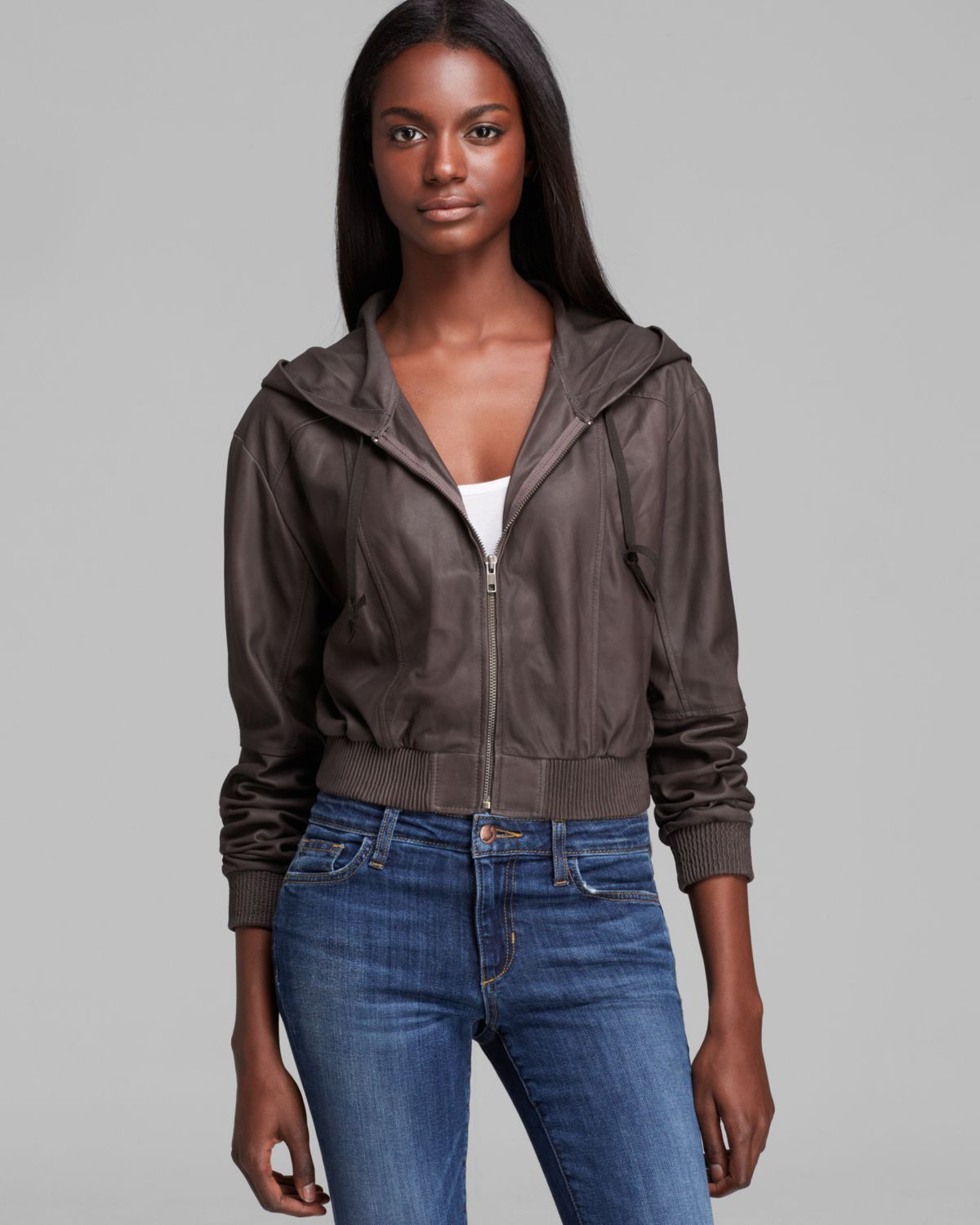 Elizabeth And James Jacket Tatum Leather In Gray Lyst