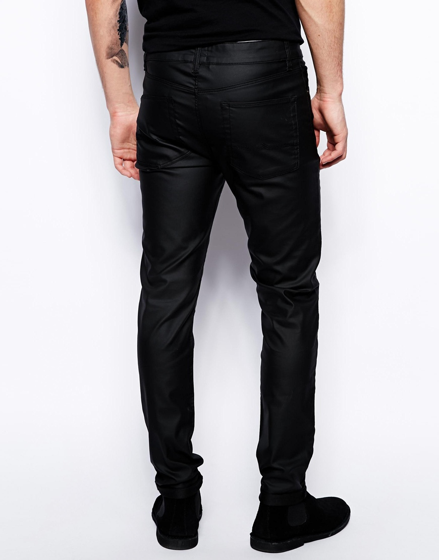 Lyst - ASOS Skinny Jeans In Leather Look in Black for Men
