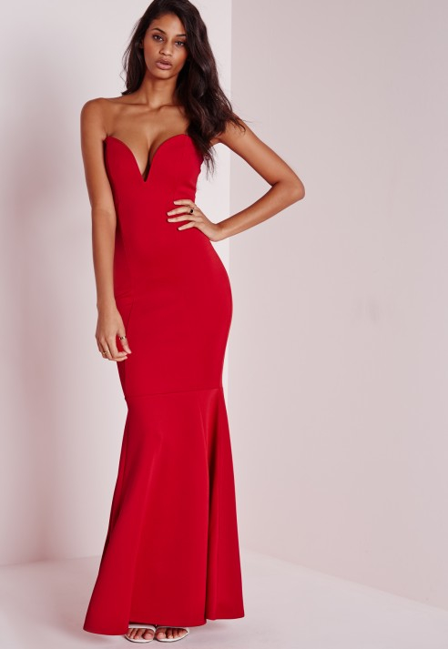 red sweetheart maxi dress