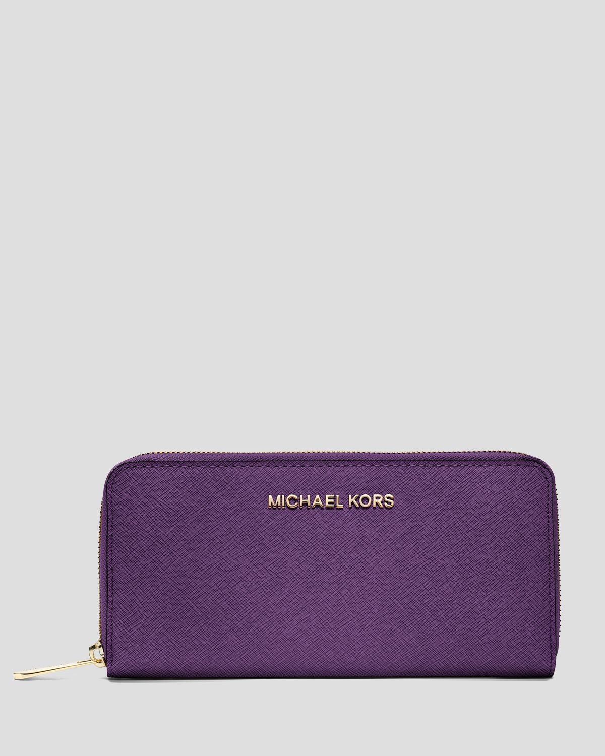 Lyst - Michael Michael Kors Wallet Saffiano Zip Around Continental in ...