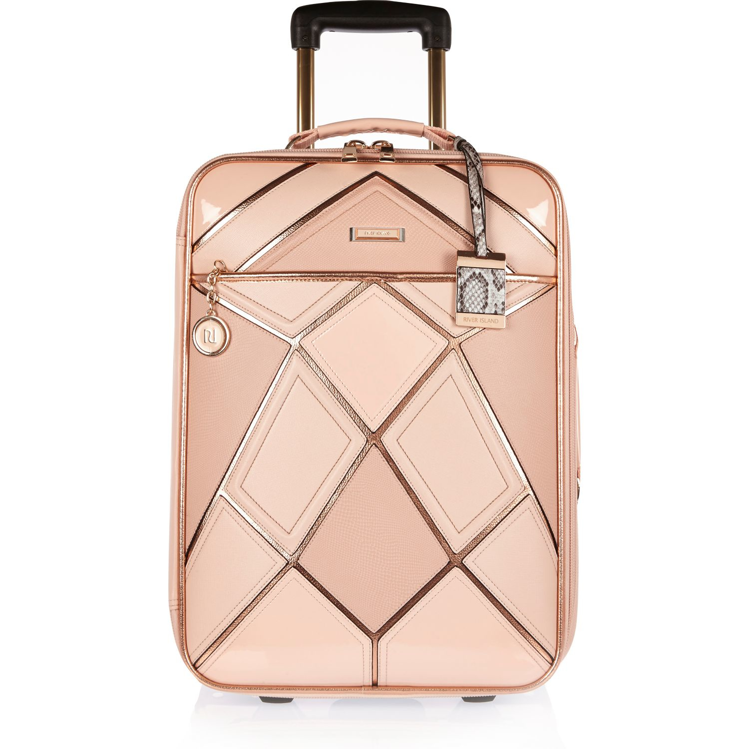 River Island Pink Patchwork Suitcase in Pink - Lyst