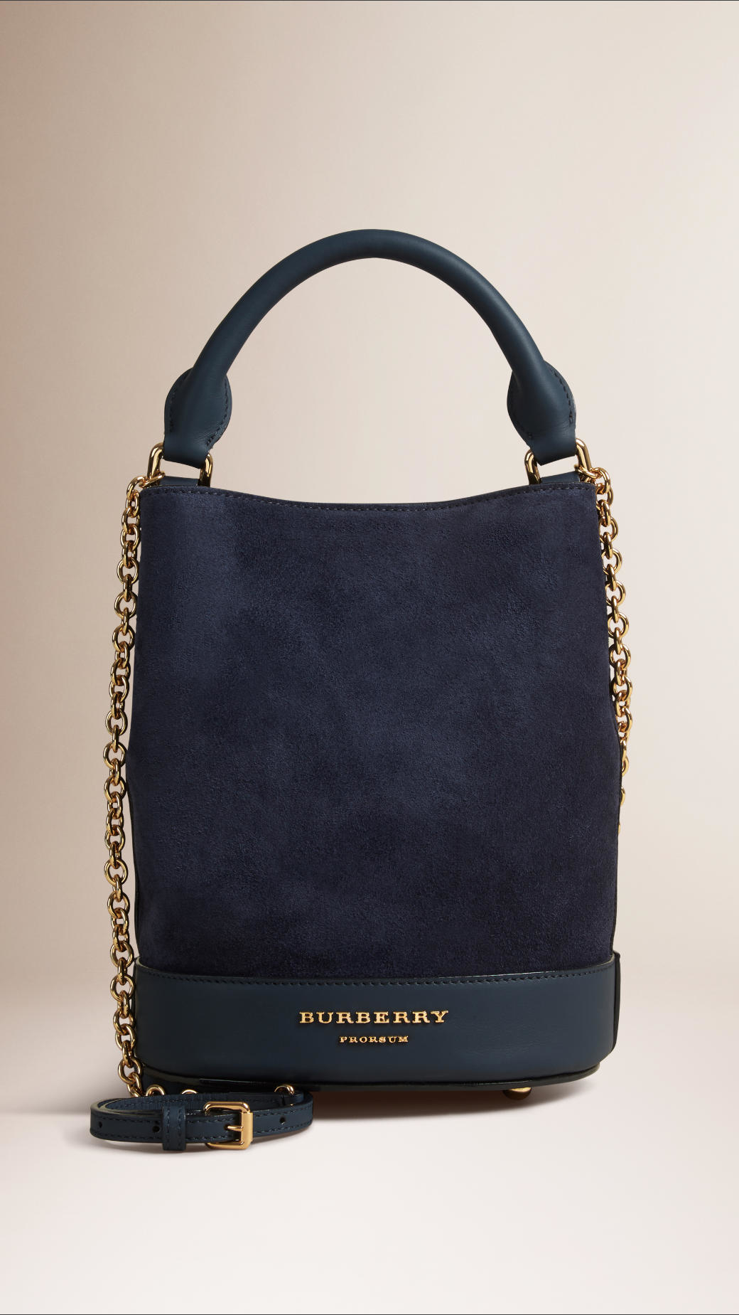 Lyst - Burberry Small Suede Bucket Bag in Blue