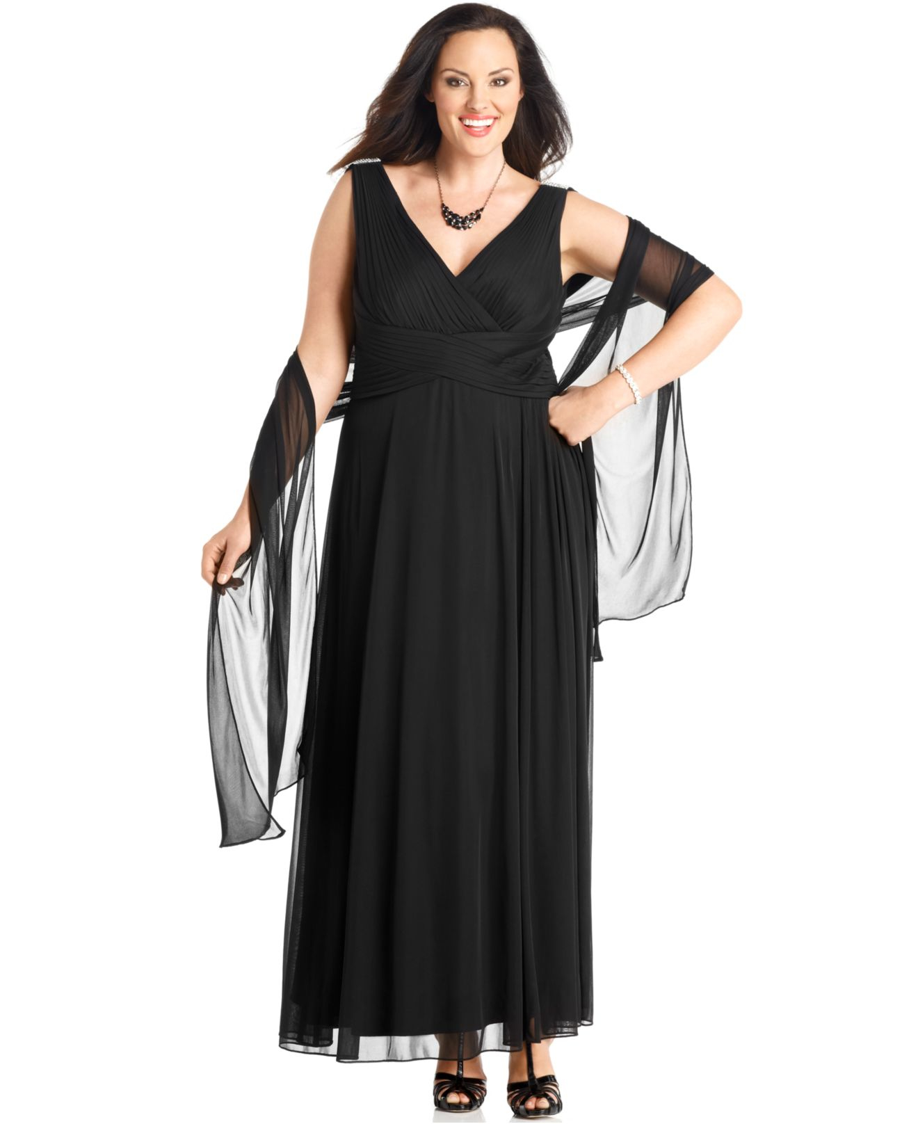 Lyst Alex Evenings Plus Size Sleeveless Pleated Gown And Shawl In Blue