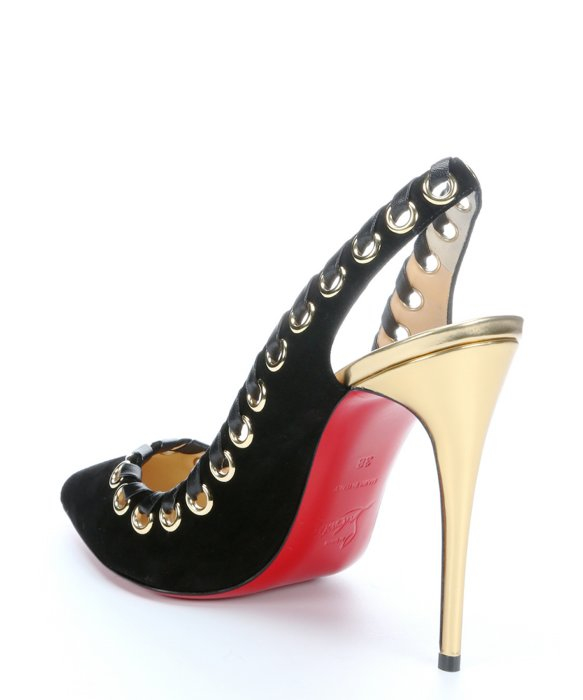 Christian louboutin Black Suede Whipstitch \u0026#39;ostri Sling 100 ...