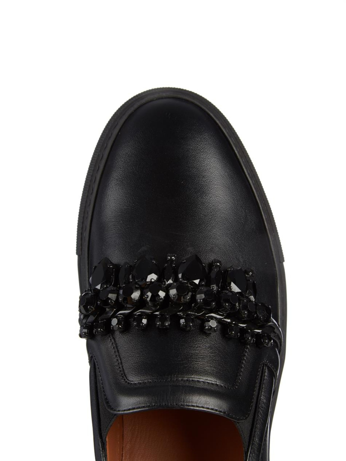 Lyst - Givenchy Leather And Jewel-Embellished Skate Shoes in Black