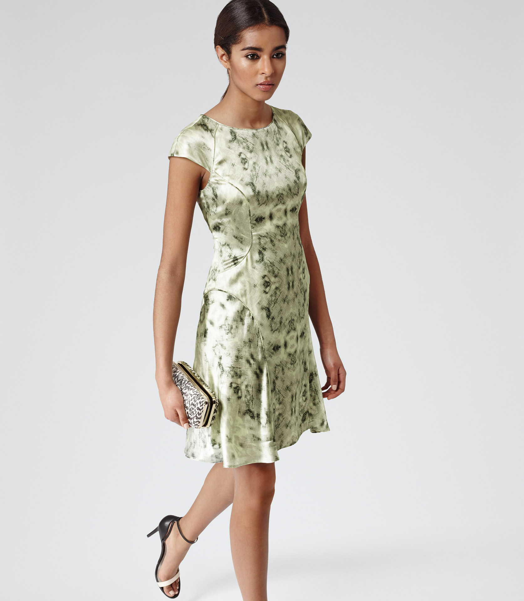 Lyst - Reiss Skala Print Bowie Print Silk Dress in Green