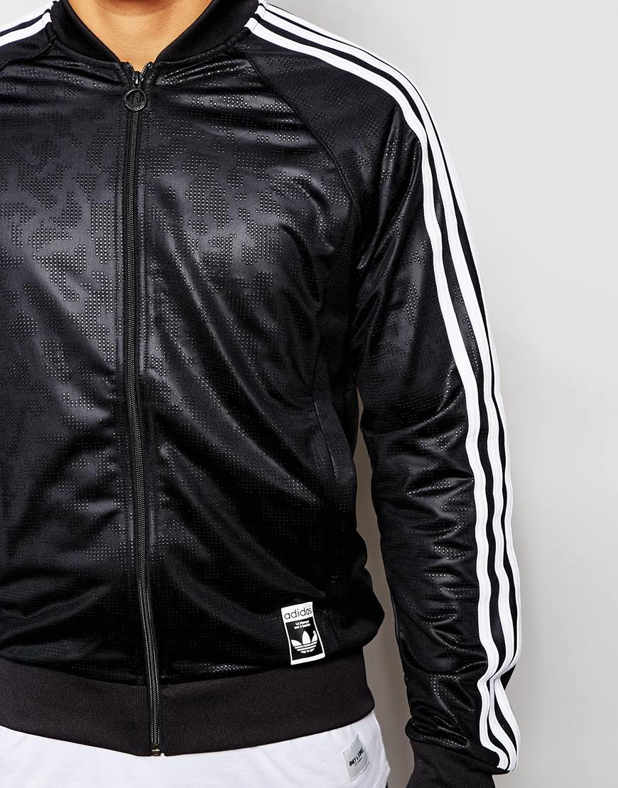 Adidas Originals Men S Originals Shiny Track Jacket In Black For Men Lyst