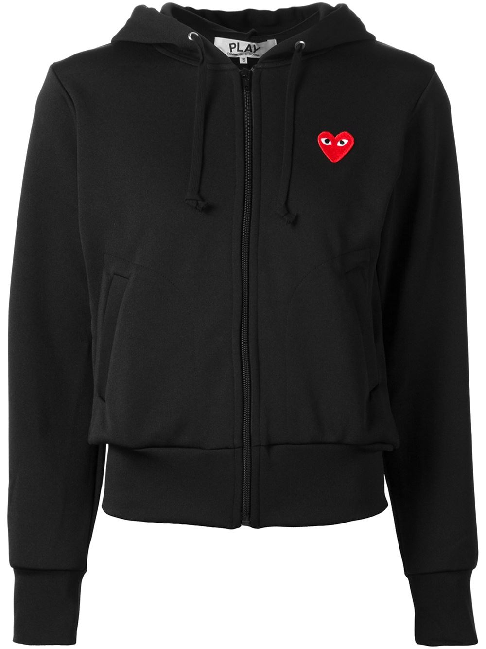 Play comme des garçons Embroidered Heart Hoodie in Black | Lyst