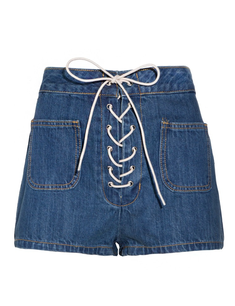 Lace Up Denim Shorts - Pixie Market Lace Up Denim Shorts In Blue Denim Lyst lace up denim shorts pixie market lace up denim shorts in blue denim lyst
