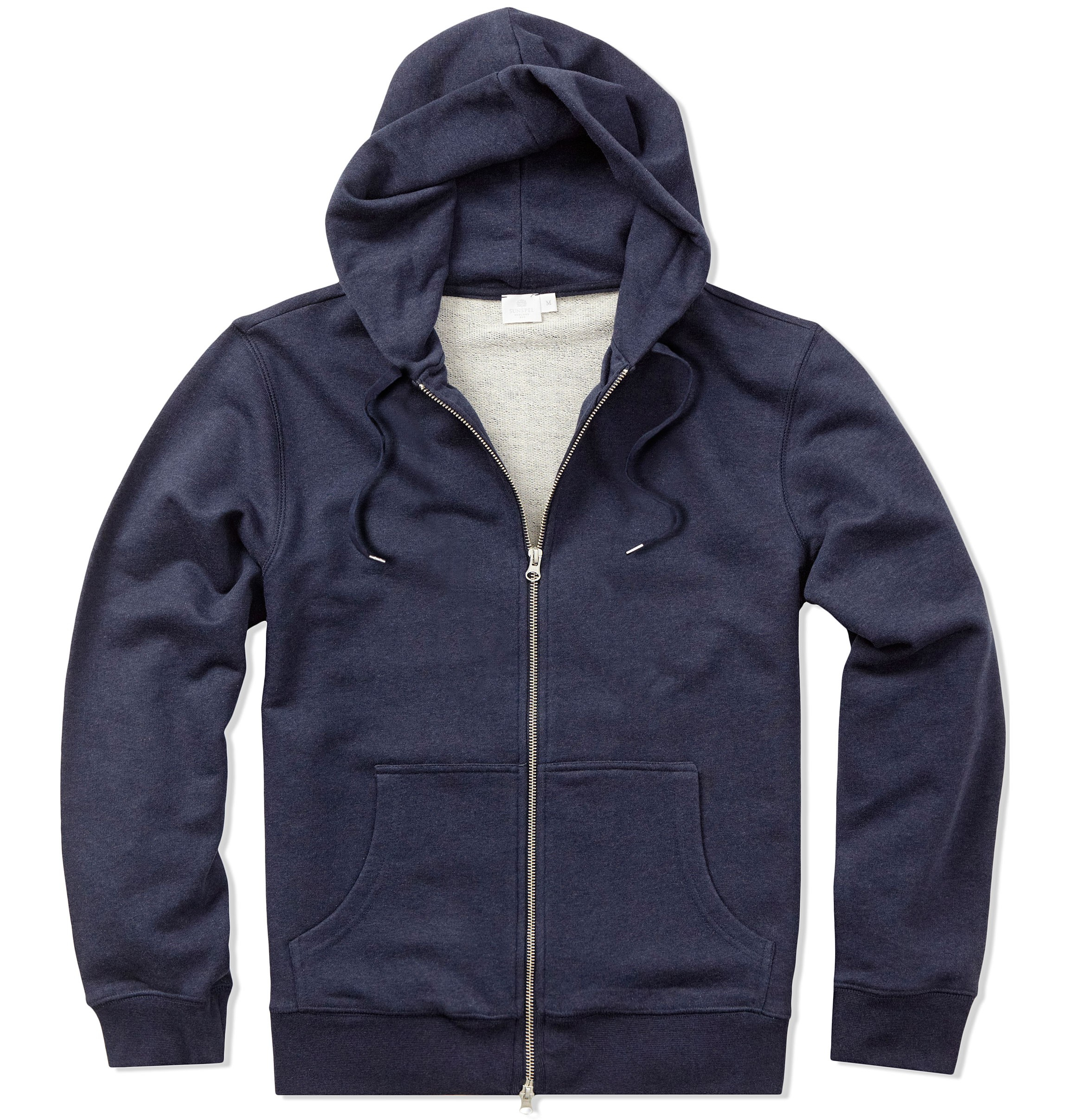 Sunspel Men's Loopback Cotton Hoody With Zip Front in Blue for Men - Lyst