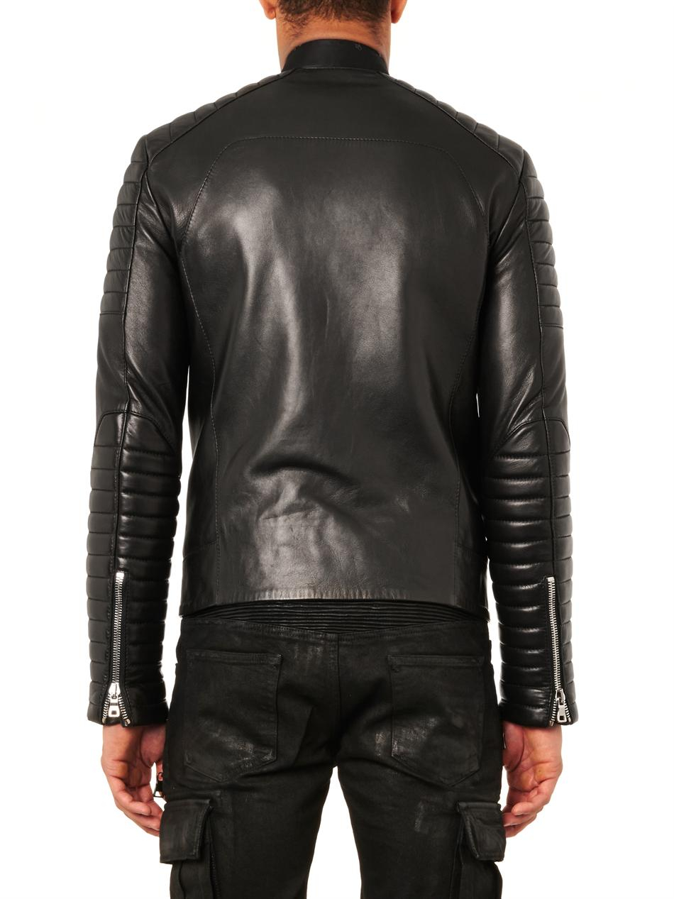 Balmain Classic Leather Biker Jacket In Black For Men Lyst Gallery