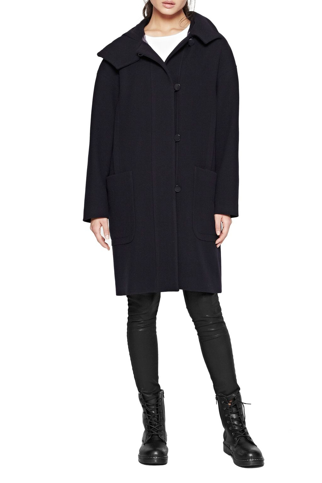 French connection Mia Wool Duffle Coat in Blue | Lyst