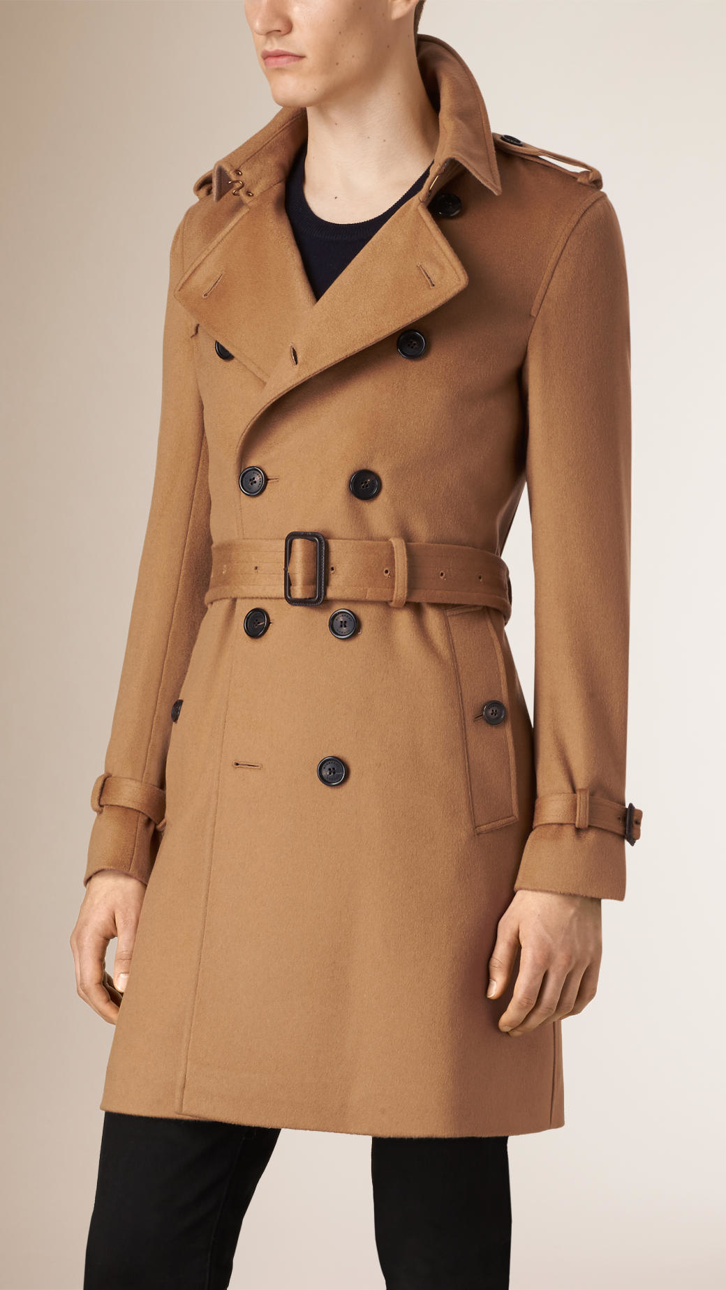 burberry wool cashmere trench coat with fur collar