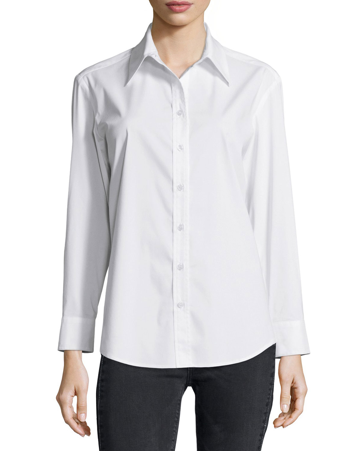 Finley Barrett Long-sleeve Blouse in White | Lyst