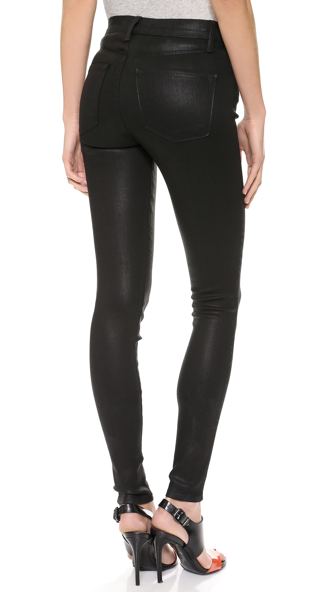 J brand 23110 High Rise Coated Jeans - Fearless in Black | Lyst