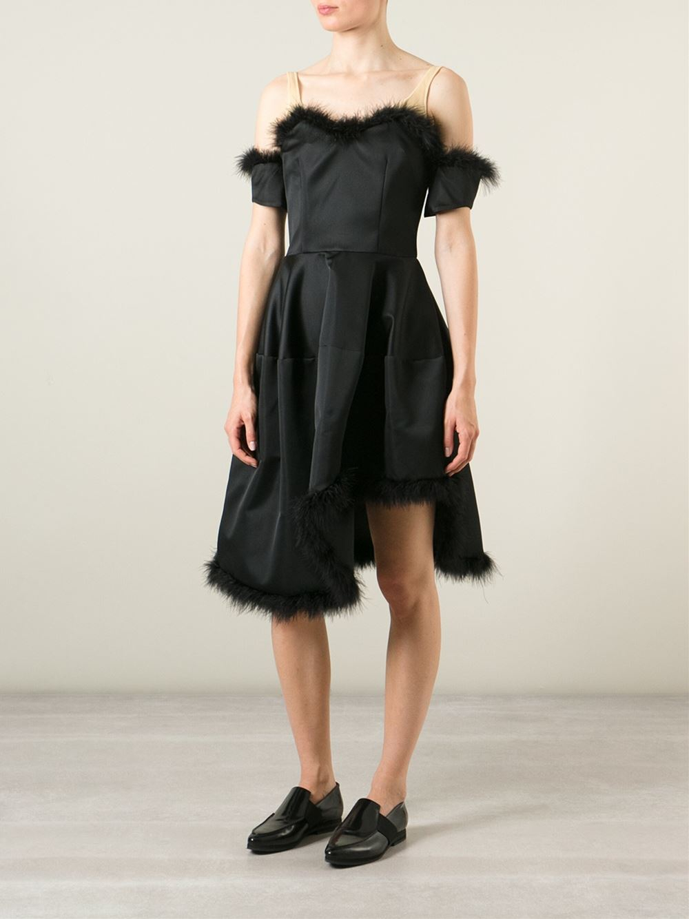 Lyst - Simone Rocha Marabou Feather Trimmed Dress in Black