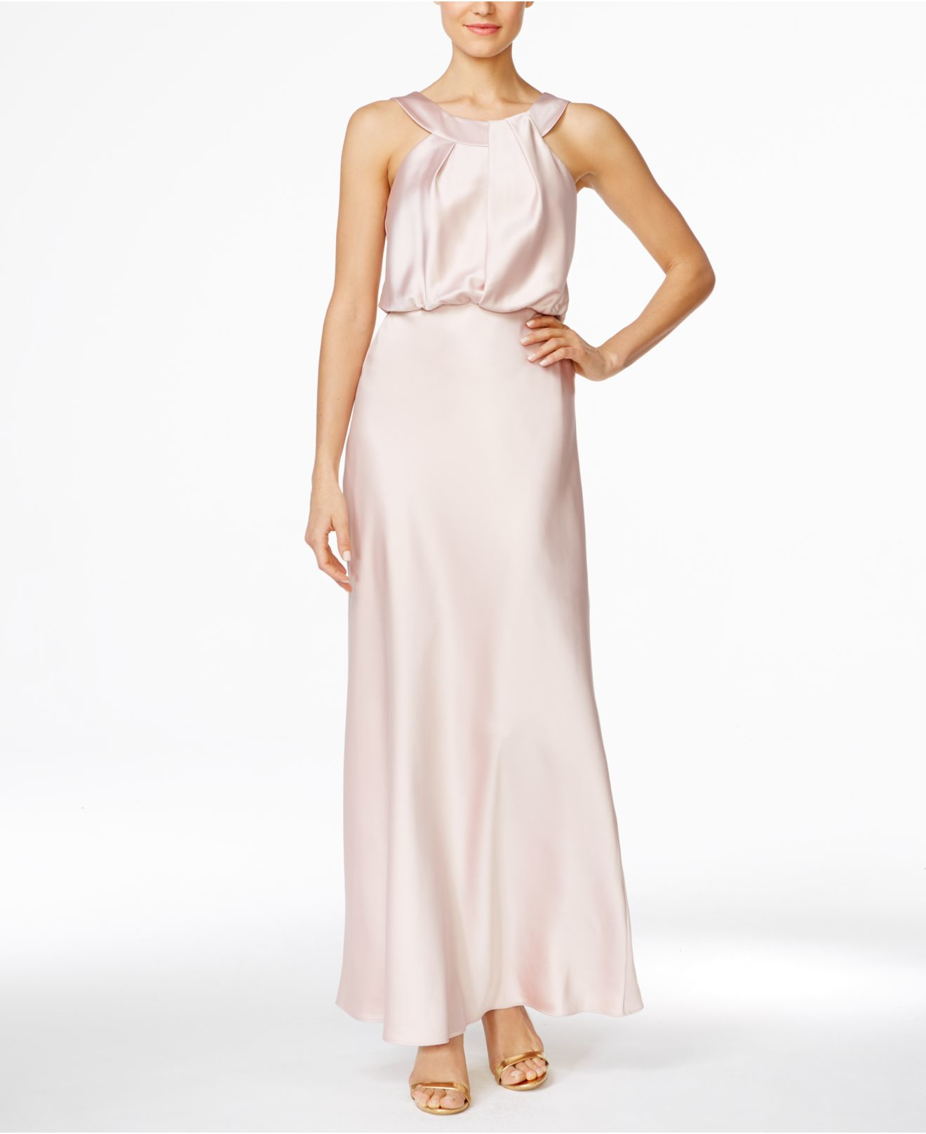 Lyst Calvin Klein Blouson Satin Gown In Pink Gallery