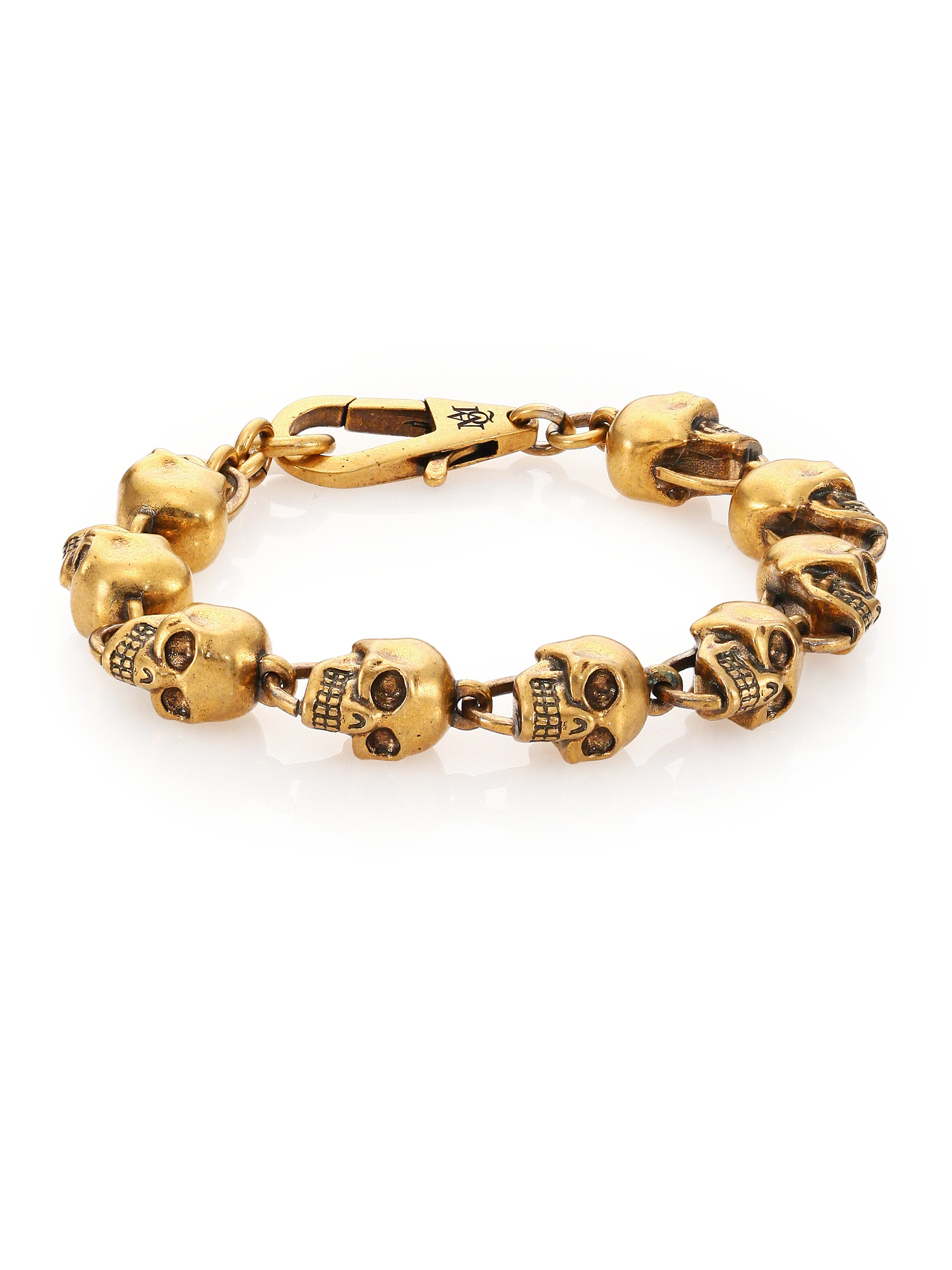 Alexander Mcqueen Skull Bead Bracelet In Metallic For Men Lyst